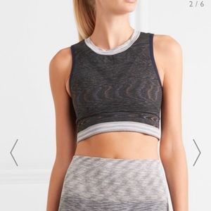 NWT LNDR Space Crop M/L dark grey marl sports bra